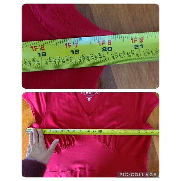 Sahalie Midi Dress XL Cotton Modal Spandex Blend Stretch Red Short Sleeve - Picture 8 of 10